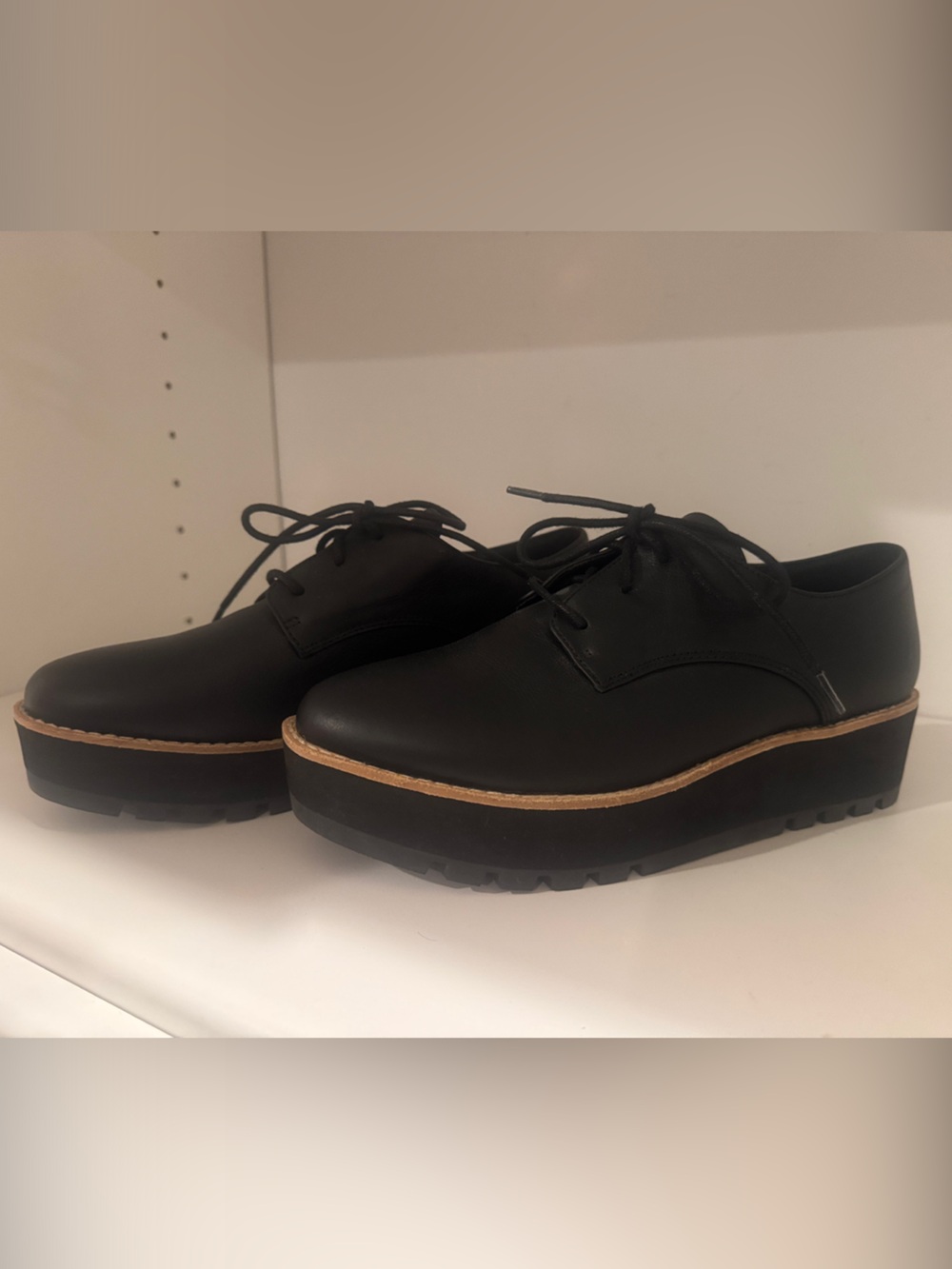 Women’s Black Lace-Up Platform Derby Shoes